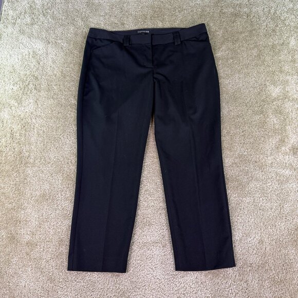 Express Editor Women’s Size 10 Black Straight Leg Ankle Pants 35X25 E785 - Picture 1 of 13